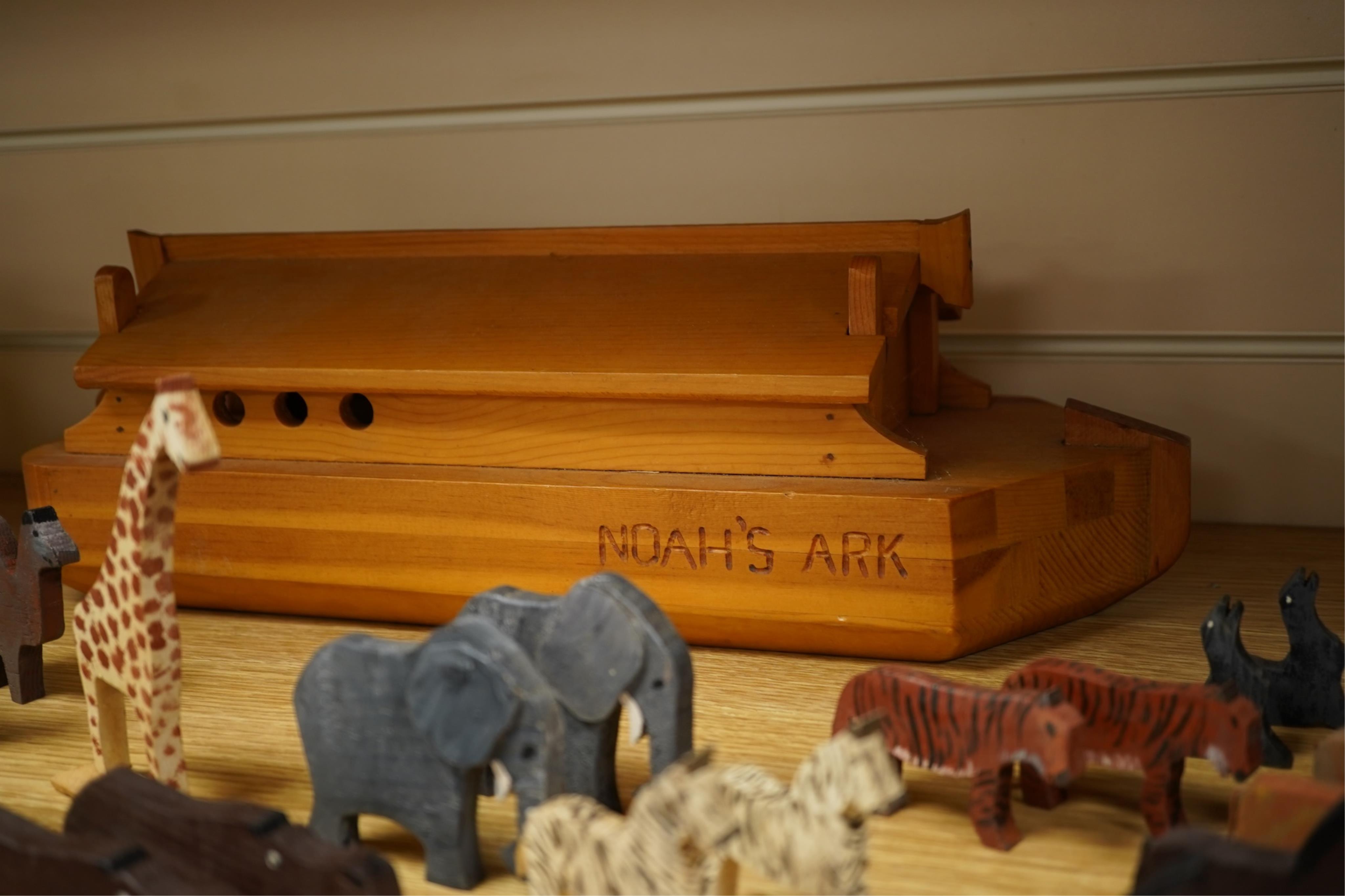 A 20th century Noah’s Ark, and animals, 43cm wide